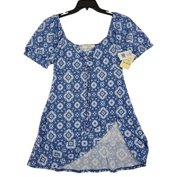 Live to Be Spoiled Kohl's ~Juniors Size L~ Blue Dedallion Mini Dress Unlined NWT - Picture 12 of 16